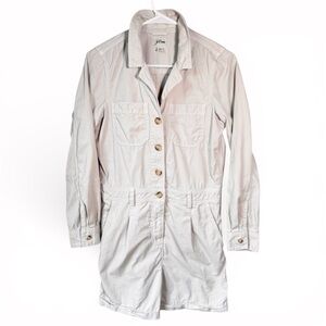 J Crew Women's Foundry Chino Short Coveralls Romper Jumpsuit Stone Size 2 Read